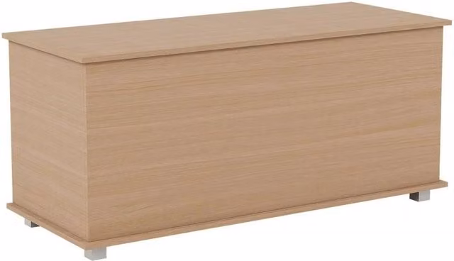 FORGEVIO Natural Pine Wood Storage Ottoman and Toy Chest in Brown and Beige