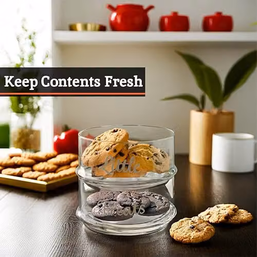 Orsina 3-Piece Stackable Glass Storage Jar Set with Airtight Bamboo Lids in Transparent and White – 2
