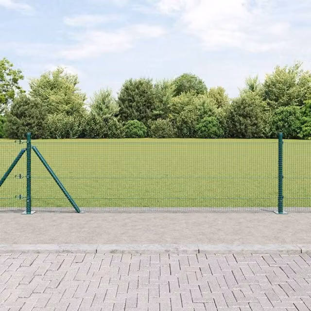 Berkfield Home Set of 2 Green Galvanised Steel Round In-Ground Fence Posts – 1