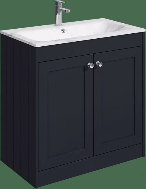 Balterley 800mm Floor Standing 2 Door Bathroom Unit with Stone Basin and 1 Tap Hole in Matt Dark Grey