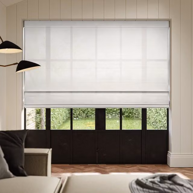 ANTE DECOR Karrika No Joins Sheer Made To Measure Roman Blind in Ice White