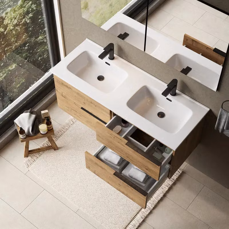 Banyetti Celtic 1200mm Wall Hung Bathroom Vanity Unit with Athena Basin in Ostippo Light Oak – 3