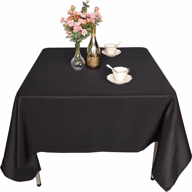 Neel Blue Premium Square Polyester Tablecloth in Black, 177.8 x 177.8 cm