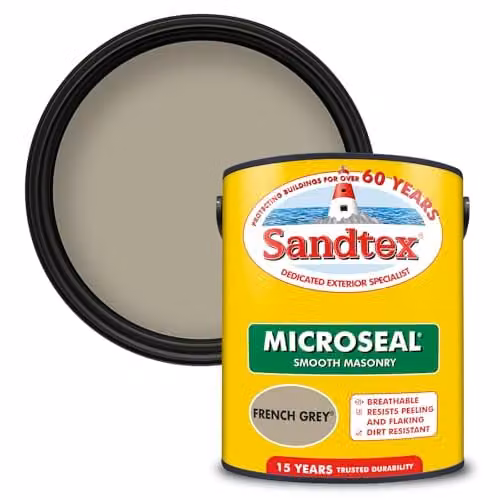 Sandtex Ultra Smooth Masonry Paint, French Grey, 5 l