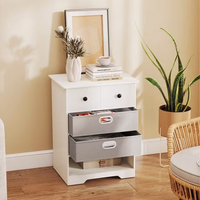 Costway Modern 4-Drawer Freestanding Chest of Drawers in White