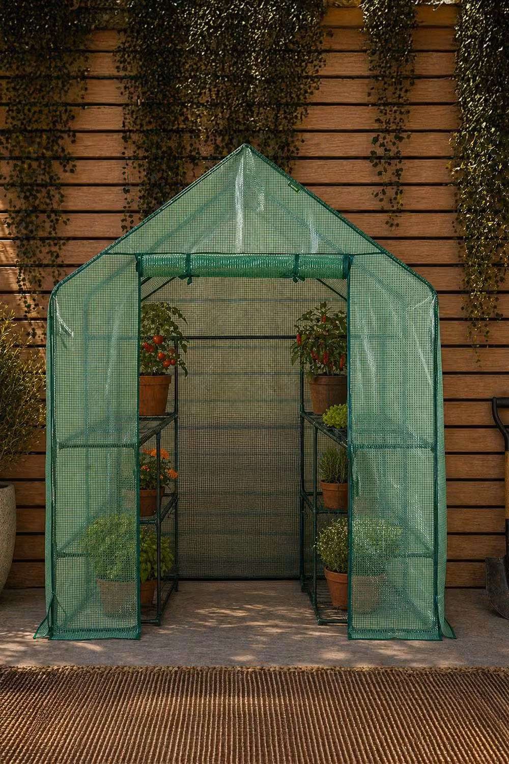 Neo 8 Tier Heavy Duty Steel Shelving Greenhouse in Green, W/D/H: 143 x 143 x 193 cm – 2