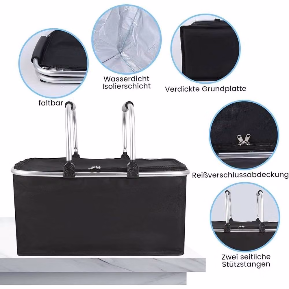 Kelvenix 30L Large Insulated Folding Picnic Lunch Bag in Black – 4