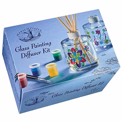 House of Crafts Glass Painting Diffuser Single Craft Kit Set in Multicoloured and Silver – 1