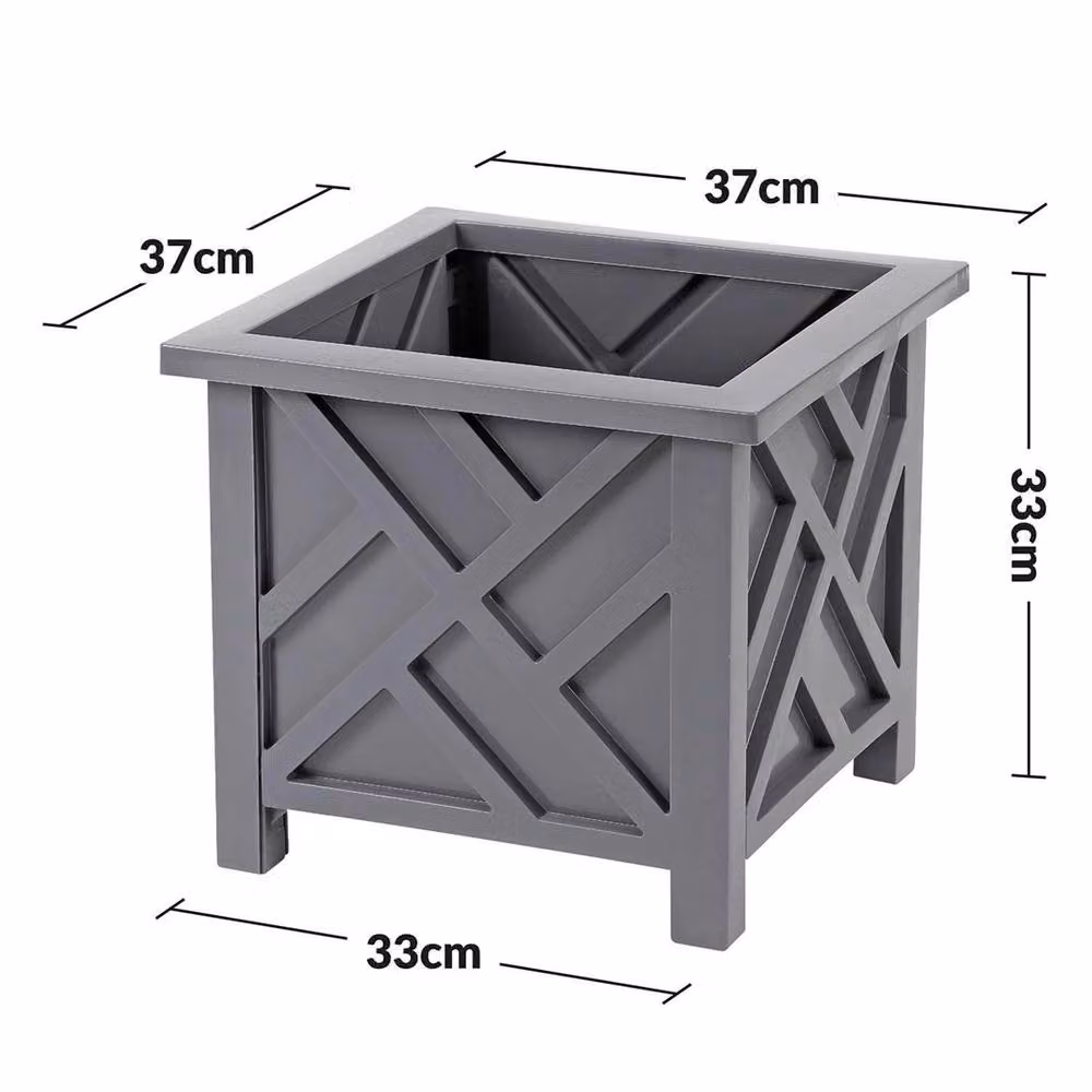 Havendro Grey Lattice Square Plastic Planter Tub – 2