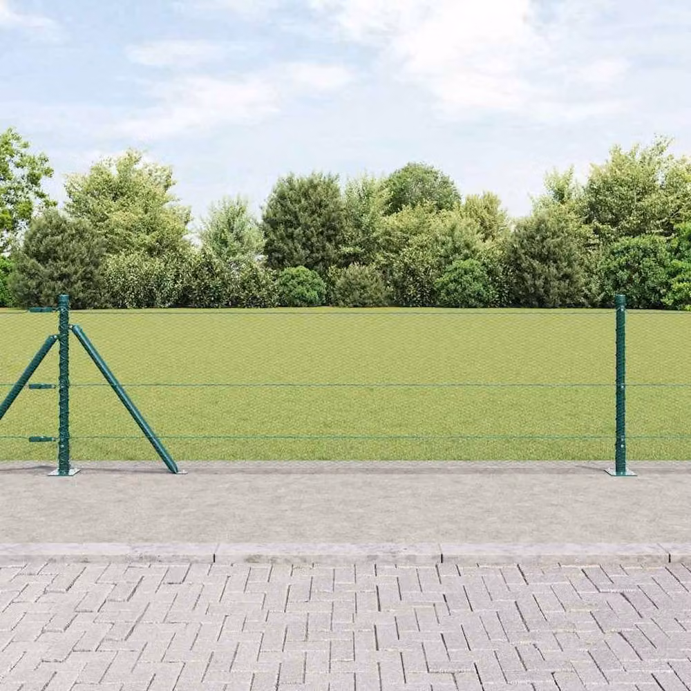 Berkfield Home Green Powder-Coated Steel Hexagon Fence, W: 0.6 m, L: 10 m – 2