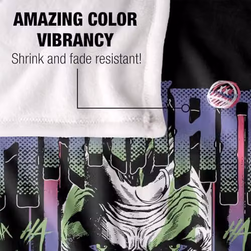 Warner Bros. Batman Joker Arkham Haha Super Soft Silky Touch Fleece Throw Blanket, Multicolour, W: 91.44 cm, D: 91.44 cm, H: 147 cm – 3