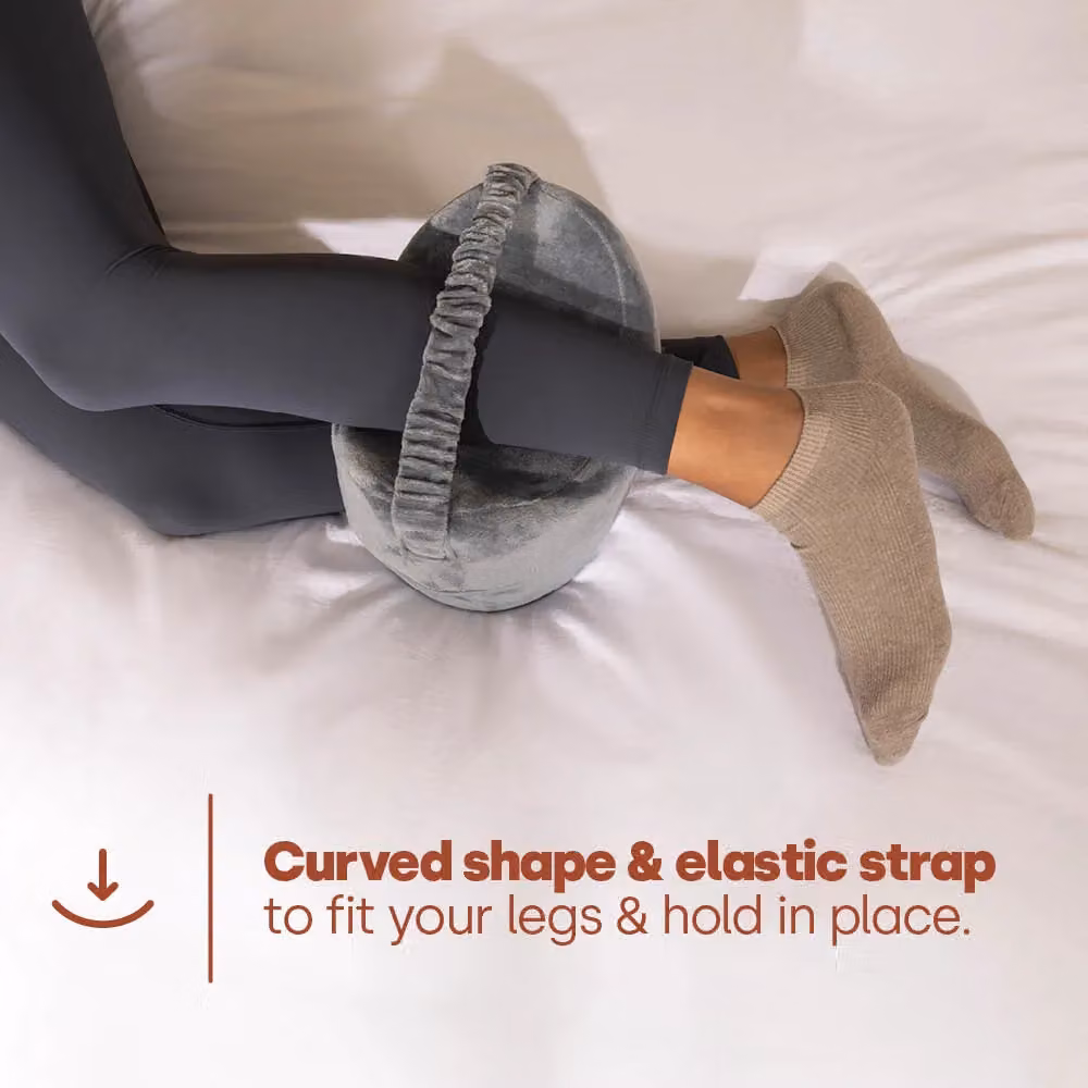 LIVIVO Grey Memory Foam Leg and Knee Pillow for Side Sleepers with Contoured Wedge Shape and Washable Removable Cover – 3