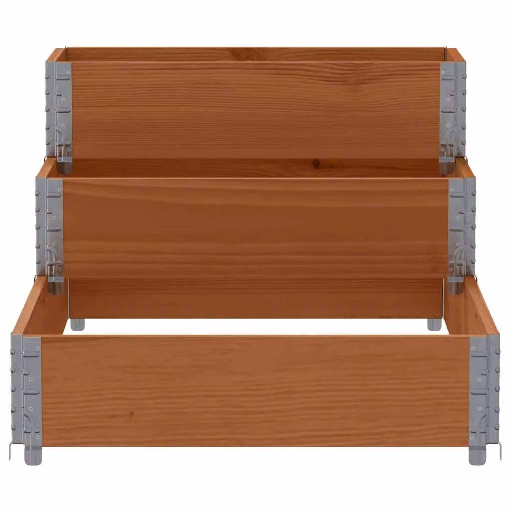 Berkfield Home 3-Tier Raised Bed in Brown Solid Wood and Galvanised Steel, W: 120 cm, D: 80 cm – 3
