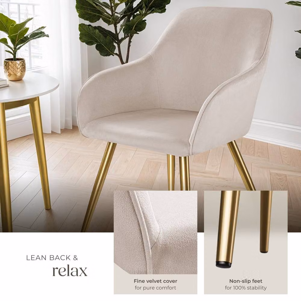 tectake Marilyn Accent Chair Set of 6 in Taupe and Gold – 3