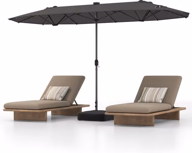 COSTWAY Twin Extra Large Freestanding Patio Umbrella in Grey