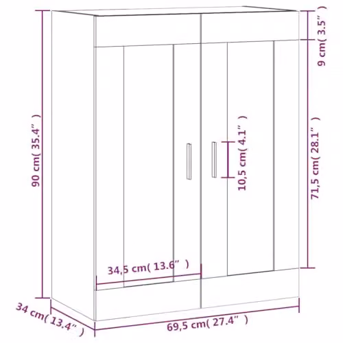 vidaXL Wall Mounted Cabinet in Black, W/D/H: 69.5 x 34 x 90 cm – 3