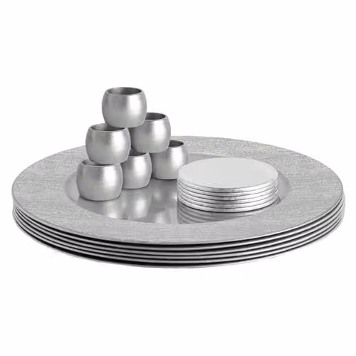 Argon Tableware 18pc Silver Geometric Melamine Charger Plate Set – 1
