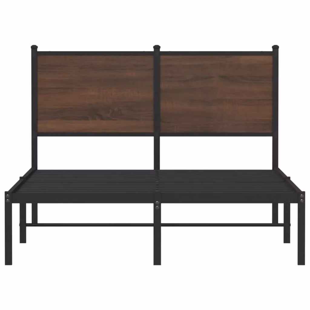 Berkfield Home Metal Bed Frame in Brown Oak, W/D/H: 120 x 200 cm – 3