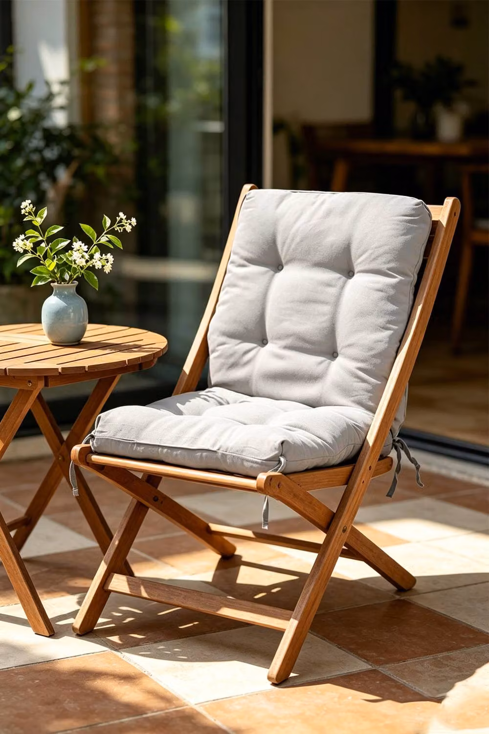 ExtraStar Light Grey Garden Chair Cushion with Non-Slip Backing and Polyester Fabric – 2