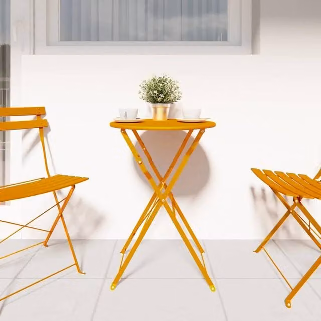 Berkfield Home Modern Folding Bistro Table in Mustard Yellow, W: 50 cm, D: 50 cm, H: 71 cm – 1