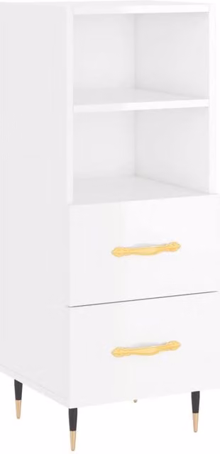 Berkfield Home Modern High Gloss White Sideboard, W/D/H: 34.5 x 34 x 90 cm
