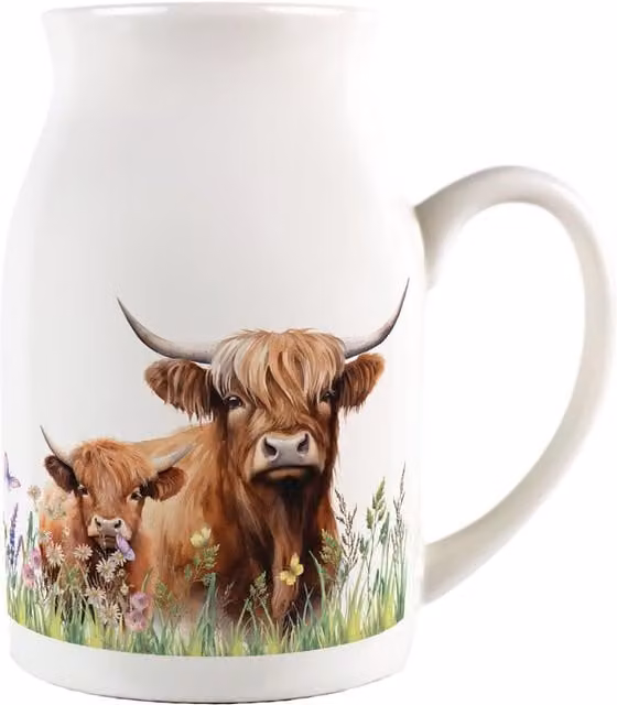 Purely Home Floral Ceramic Serving Jug in Brown and White
