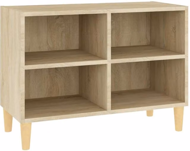 Berkfield Home Scandinavian Style TV Cabinet in Sonoma Oak and Beige with Solid Wood Legs, W: 69.5 cm, D: 30 cm, H: 50 cm – 1