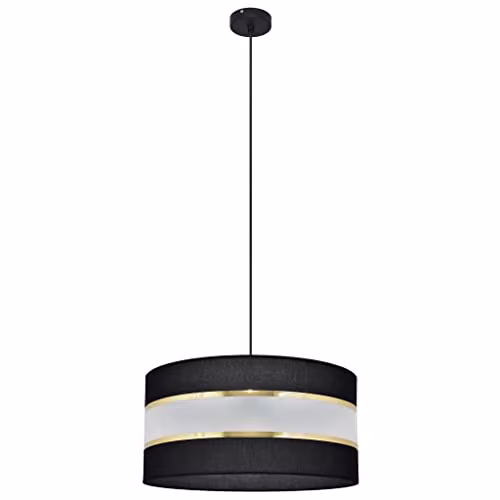 Netlighting Helam Cylindrical Pendant Ceiling Light in Black and Gold/Brass, Diameter: 40 cm