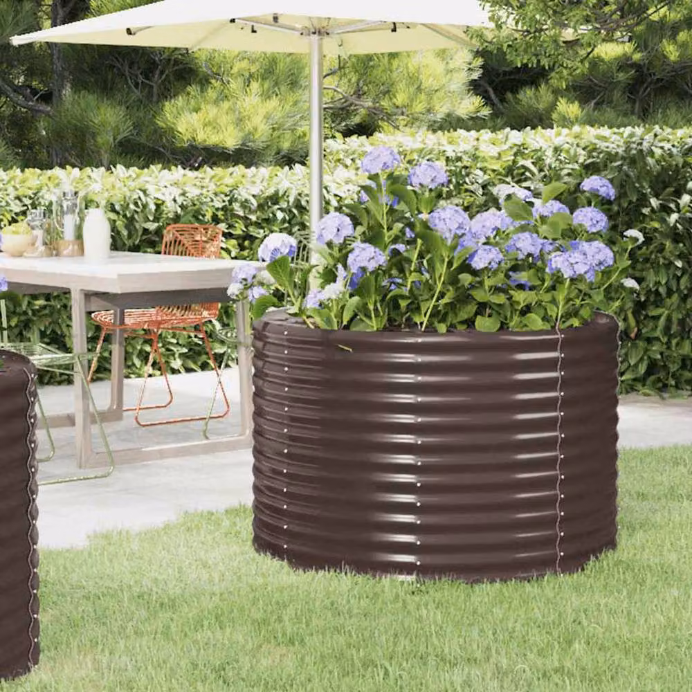 Berkfield Home Garden Powder-coated Steel Raised Bed in Brown, W/D/H: 100 x 100 x 68 cm – 2