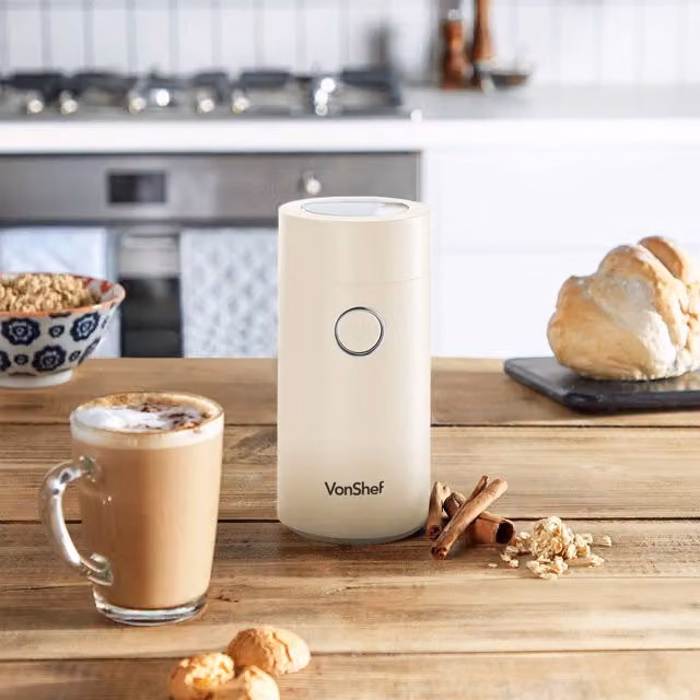VonShef Electric Blade Coffee and Spice Grinder in Beige or White