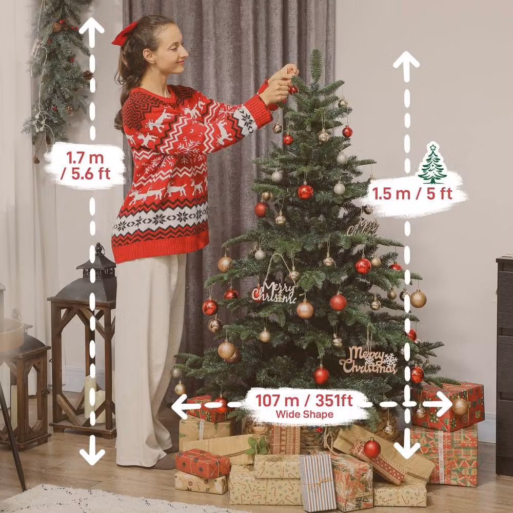 STILVORA 5ft Green Artificial Christmas Tree with Hinged Branches, Height: 152.4 cm, Width: 107 cm – 3