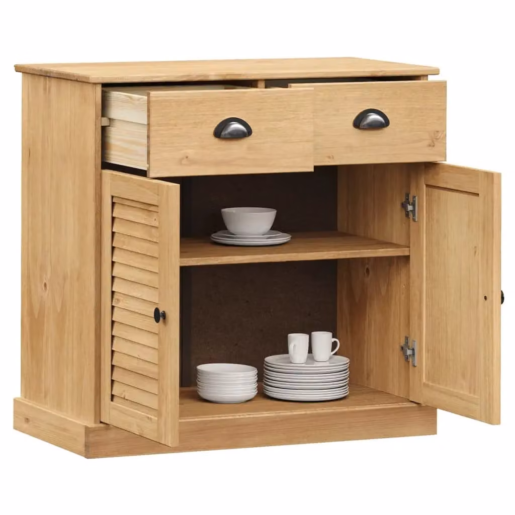Berkfield Home VIGO Sideboard with Drawers in Brown Solid Pine Wood, W: 78 cm, D: 40 cm, H: 75 cm – 2