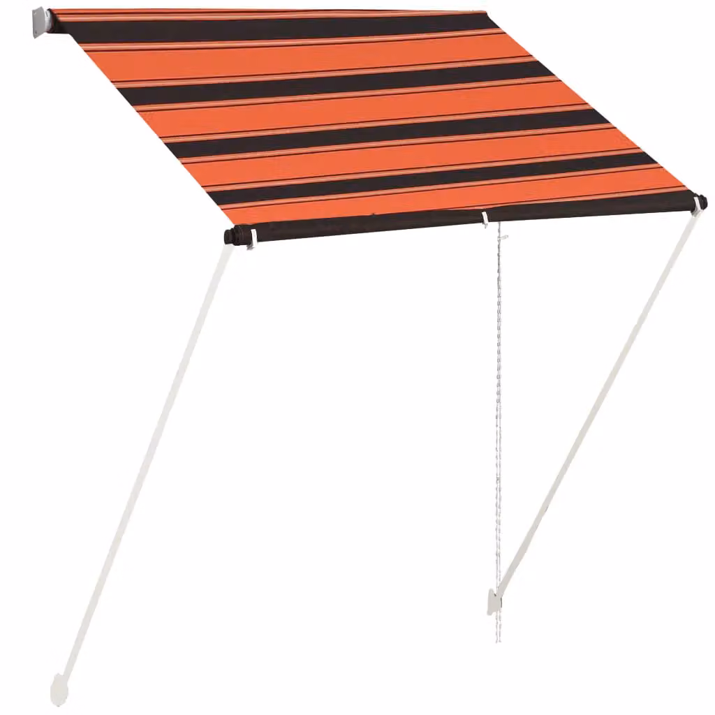 Berkfield Home Retractable Awning in Orange and Brown, W/D/H: 150 x 150 x 150 cm – 2