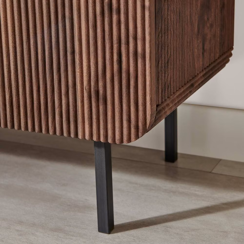 FurnitureboxUK Penrose Large 3 Door Sideboard in Walnut and Cream Marble Effect – 3