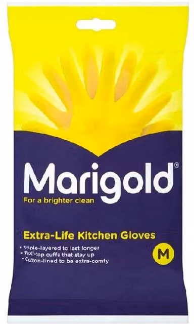 Marigold Extra-Life Multicolour Rubber and Cotton Kitchen Gloves, Medium