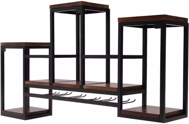 FORGEVIO Industrial Wall Mounted Wine Rack and Bottle Storage in Black – 1