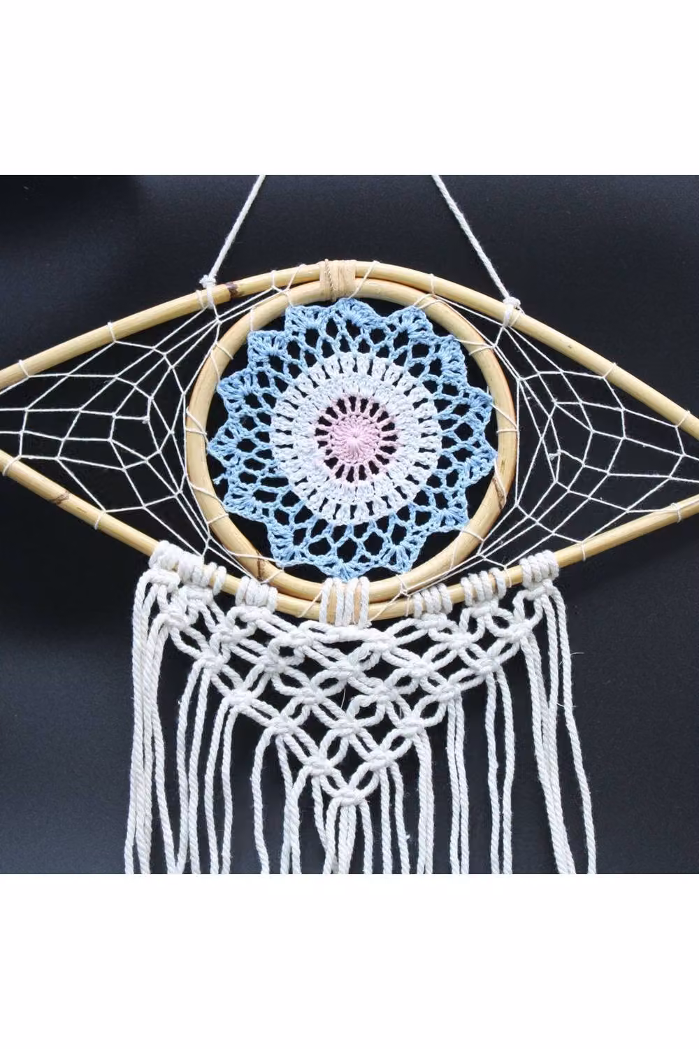 KDMD Handmade Multicolour Macrame and Feather Dream Catcher with Evil Eye and Mandala Design – 2