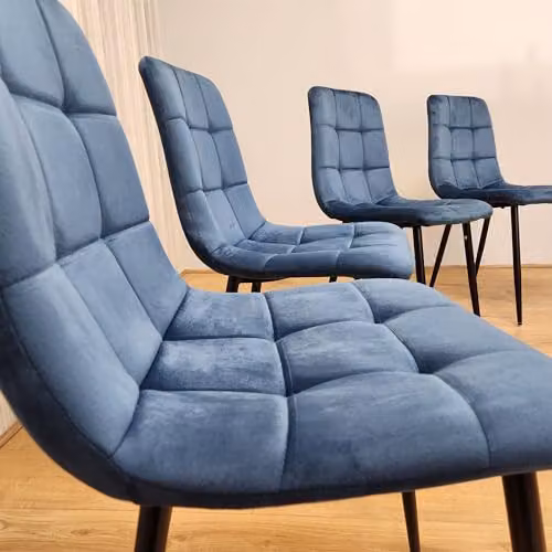 KOSY KOALA Set of 4 Blue Velvet Tufted Dining Chairs with Padded Seats – 2