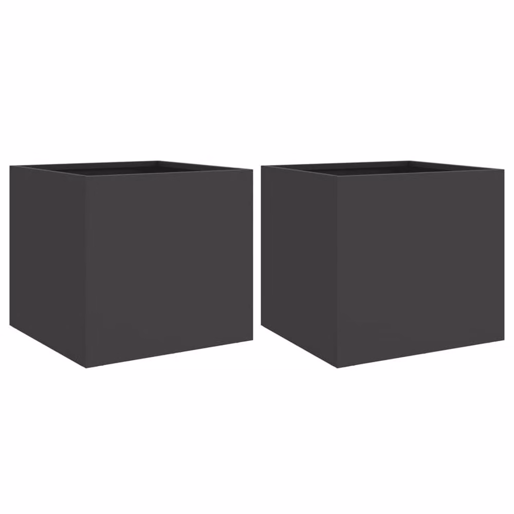 Berkfield Home Steel Planter Tub, 2 Pack, Black, W: 32 cm, D: 30 cm, H: 29 cm – 3