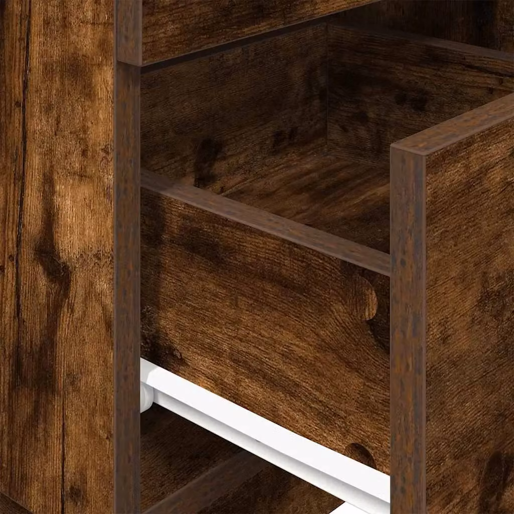 Berkfield Home Set of 2 Smoked Oak Bedside Cabinets with 2 Drawers in Brown, W/D/H: 36 x 36 x 68 cm – 5