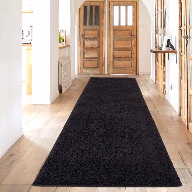 Myshaggy Collection Black Rectangular Rug W/D/H: 80 x 300 cm