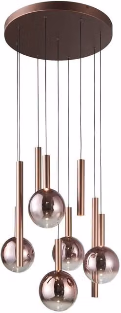 Netlighting Camino Cluster Pendant Light in Copper with 9 Dimmable Warm White LEDs