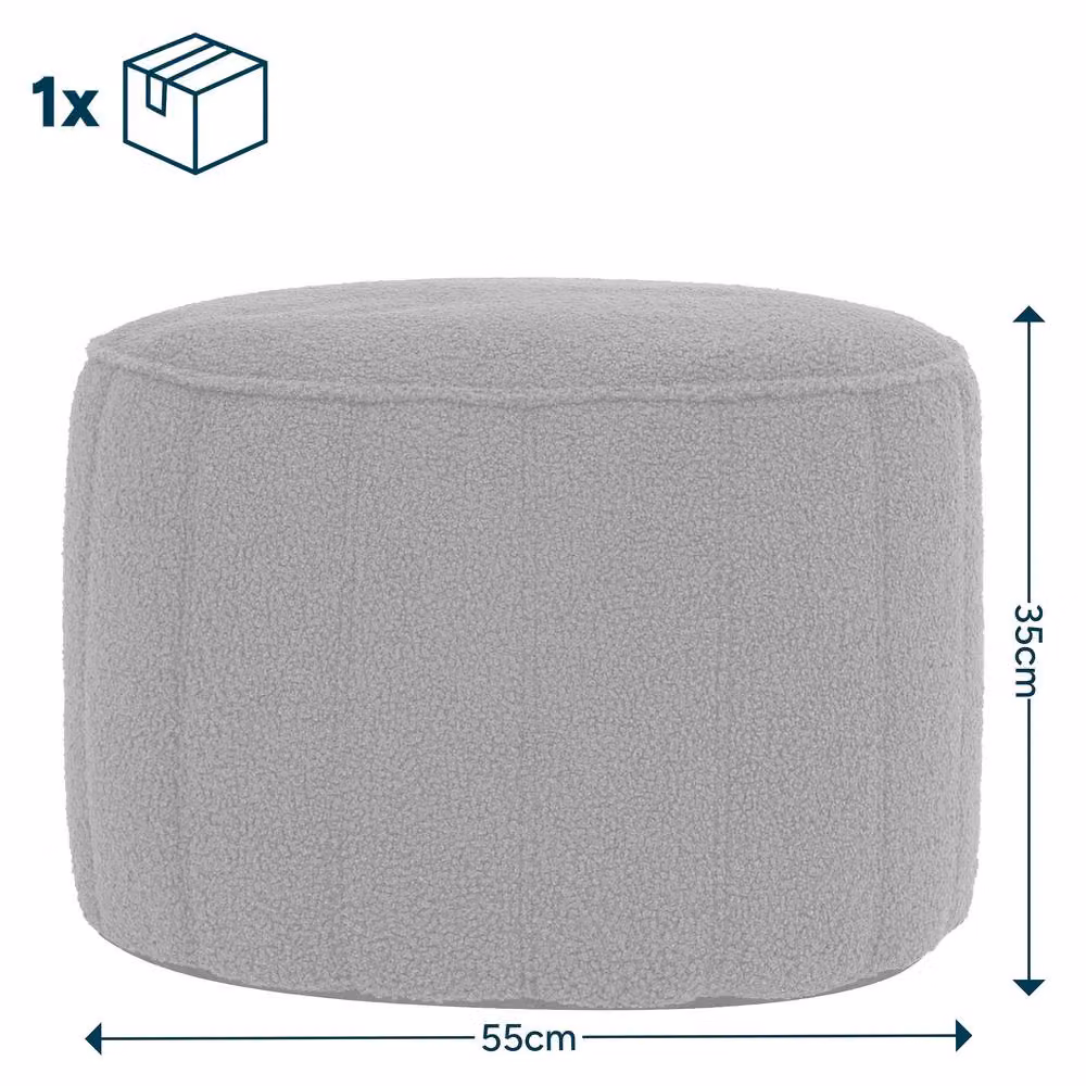 ICON Quilted Milano Boucle Footstool in Beige/White – 2