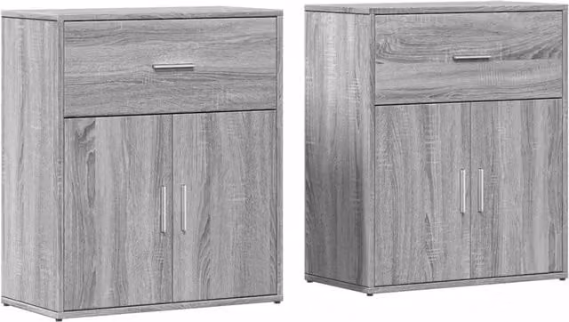 Berkfield Home Set of 2 Modern Grey Sonoma Sideboards in Engineered Wood, W/D/H: 60 x 31 x 70 cm