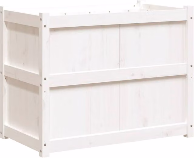 Berkfield Home White Pine Wood Garden Planter Tub, W/D/H: 90 x 50 x 70 cm