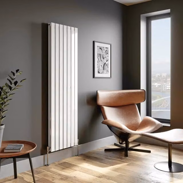 Temprazo Horizontal Single Flat Panel Designer Radiator in White, H x W x D: 180 x 60.5 x 6.6 cm