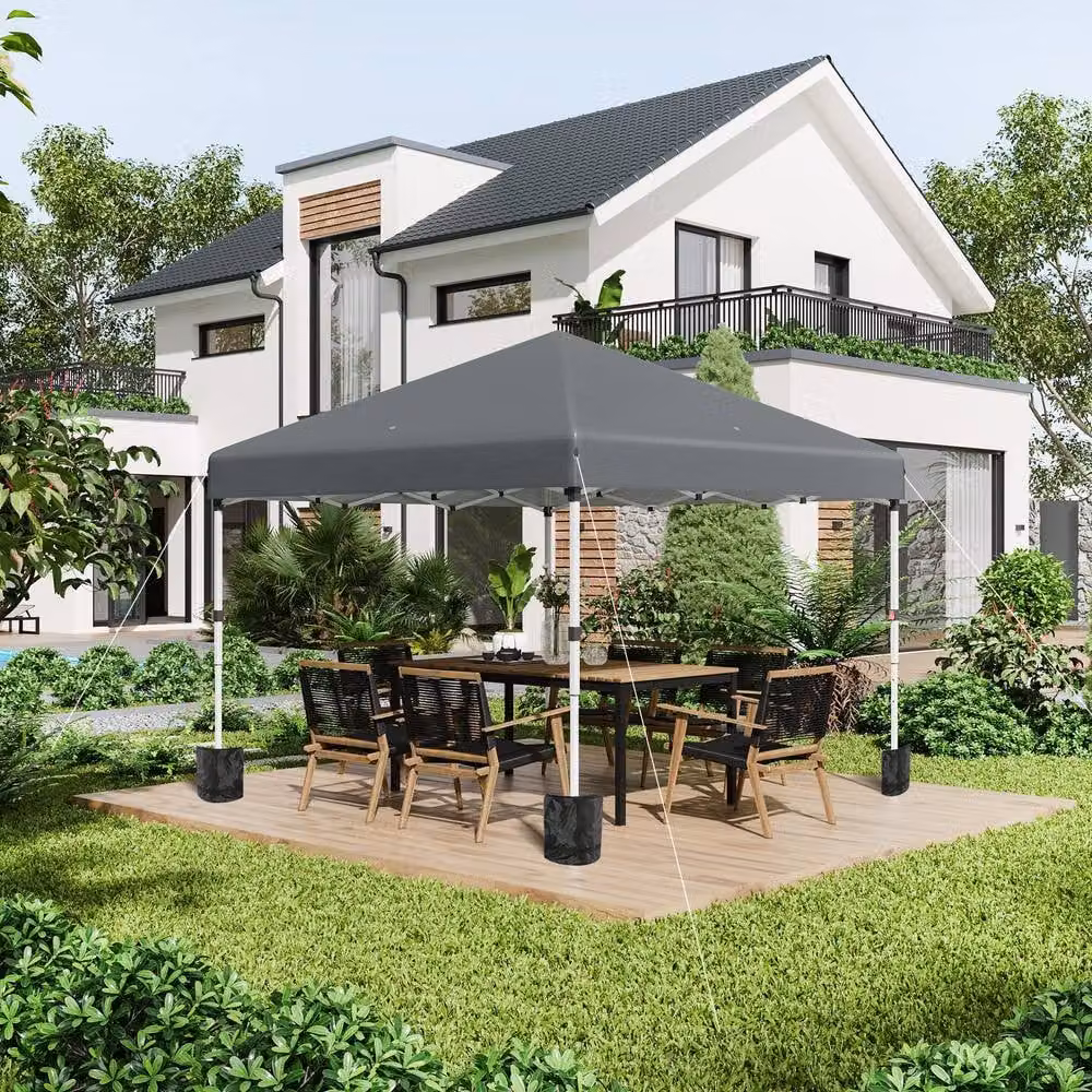 Rolipo Pop Up Gazebo with Sidewalls and Weight Bags, UPF 50+, Dark Grey – 3