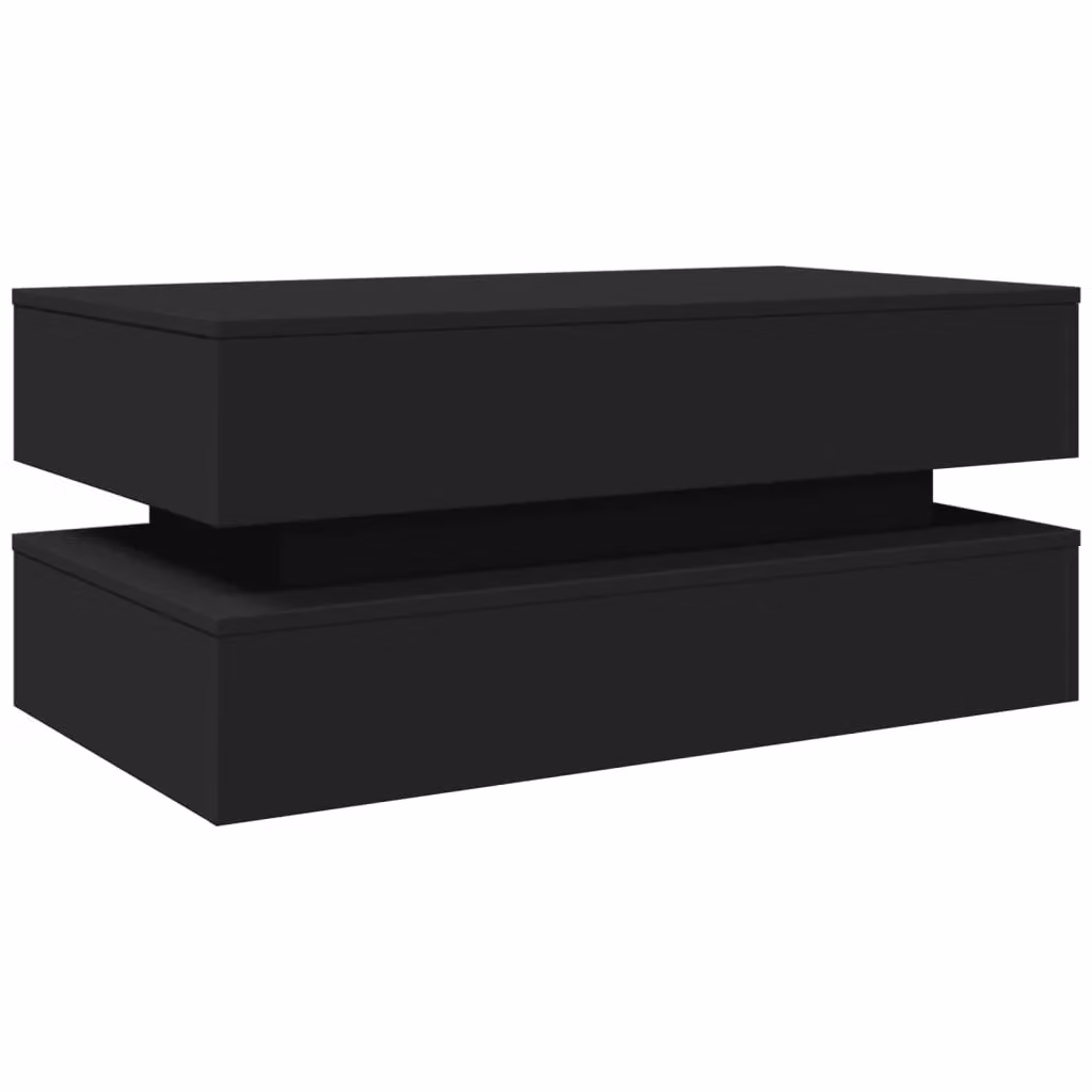 Berkfield Home Modern Black Coffee Table with LED Lights, W/D/H: 90 x 50 x 40 cm – 3