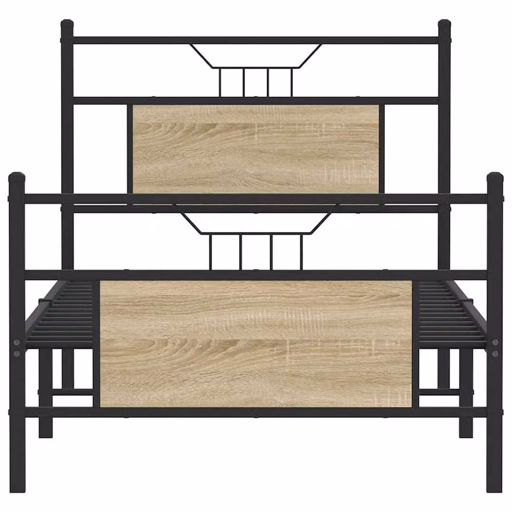 Berkfield Home Durable Bed Frame in Sonoma Oak and Brown, W/D/H: 80 x 200 cm – 3