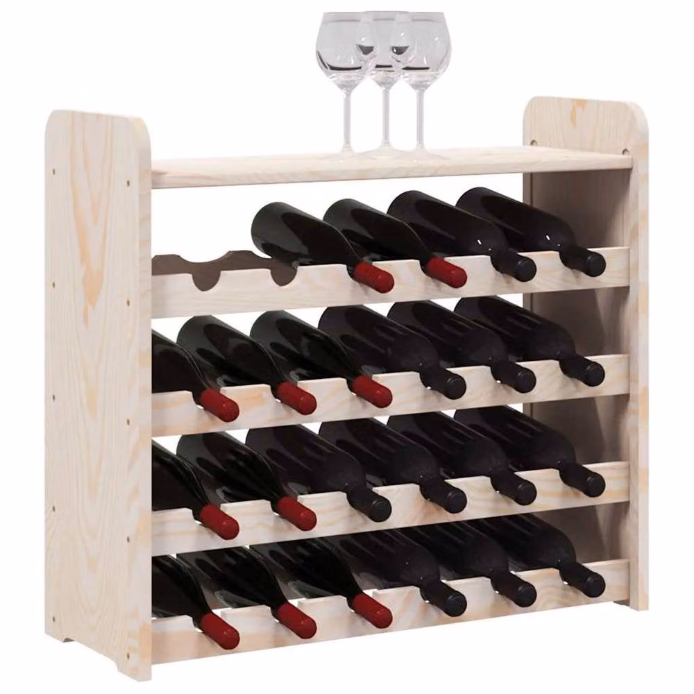 Berkfield Home Beautiful Solid Pine Wine Rack with Top Board in Natural, W/D/H: 67.5 x 25 x 60 cm – 4